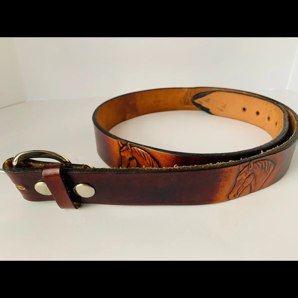Gavere Leather Belt Horsehead  35-40 Country Western Americana